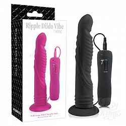 Черный вибратор на присоске 7 Mode Ripple Dildo - 15 см.   Черный вибратор на присоске 7 Mode Ripple Dildo - 15 см.