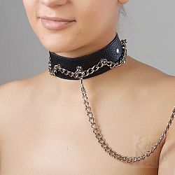 Чёрный ошейник из натуральной кожи Чёрный ошейник из натуральной кожи