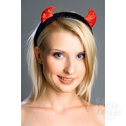 Ободок с рожками черно-красный 2607 Ободок с рожками черно-красный 2607