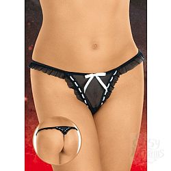 Озорные трусики-стринги с контрастным кантом и бантиком Озорные трусики-стринги с контрастным кантом и бантиком