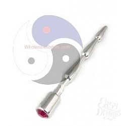 Серебристый зонд в уретру с красным кристаллом Rider jewel Plug with red jewel - 11,6 см.  Серебристый зонд в уретру с красным кристаллом Rider jewel Plug with red jewel - 11,6 см.