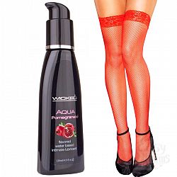 Smart Set 9: лубрикант с ароматом граната и чулки в сетку Smart Set 9: лубрикант с ароматом граната и чулки в сетку