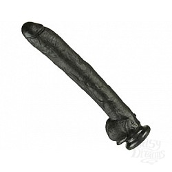 Черный длинный фаллоимитатор с мошонкой Черный длинный фаллоимитатор с мошонкой