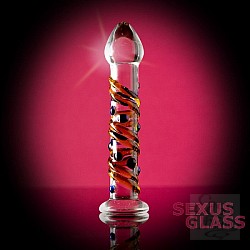 Стеклянный фаллос на подставке со спиральными полосками (Toyfa 912093) Стеклянный фаллос на подставке со спиральными полосками (Toyfa 912093)