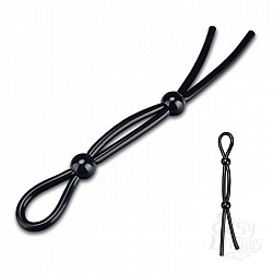 Черное лассо-утяжка с двумя бусинами EF-T026-BLK  Черное лассо-утяжка с двумя бусинами EF-T026-BLK
