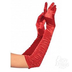   Ruched Satin Gloves OS LA2042red