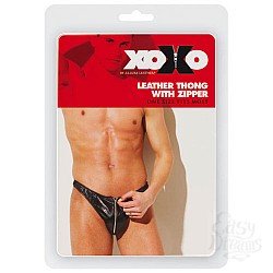 Кожаные мужские трусы с молнией 24-103XO Кожаные мужские трусы с молнией 24-103XO