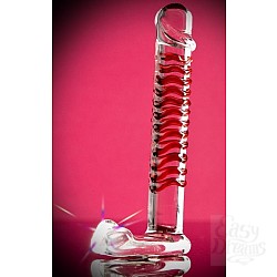 Стеклянный фаллос с мошонкой и рёбрышками Стеклянный фаллос с мошонкой и рёбрышками